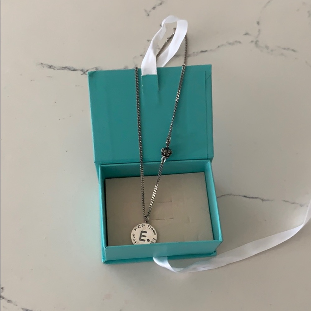 Letter E silver necklace